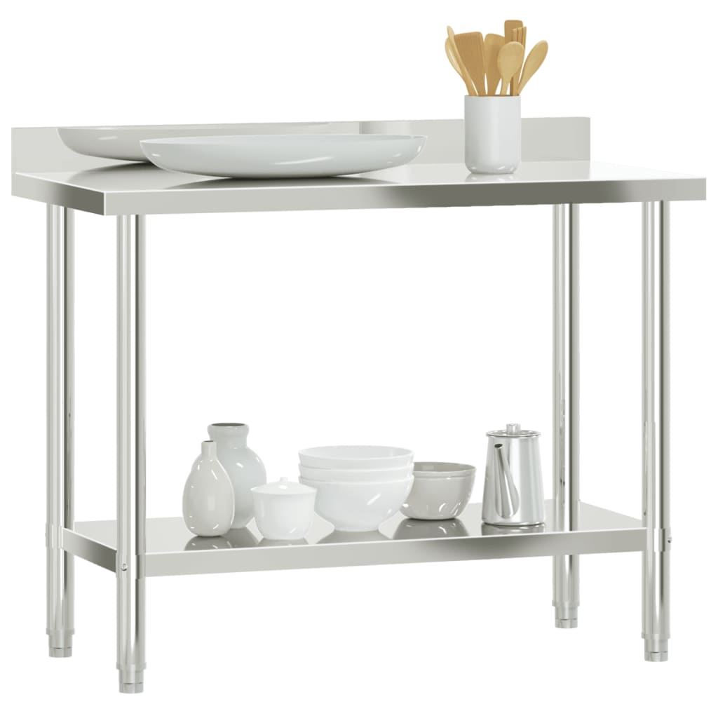 Keukenwerktafel Met Spatscherm 110X55X93 Cm Roestvrij Staal