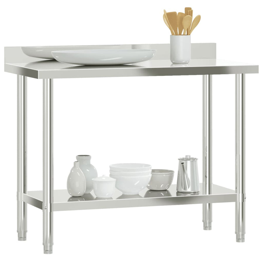 Keukenwerktafel Met Spatscherm 110X55X93 Cm Roestvrij Staal