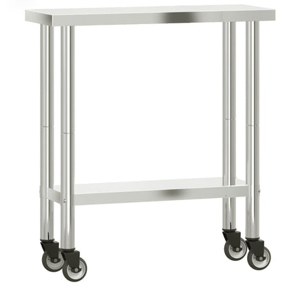 Keukenwerktafel Met Wielen 82,5X30X85 Cm Roestvrij Staal