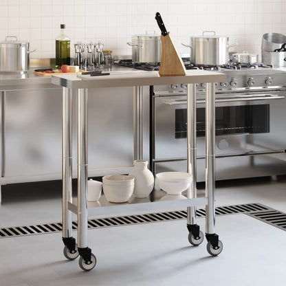 Keukenwerktafel Met Wielen 82,5X30X85 Cm Roestvrij Staal