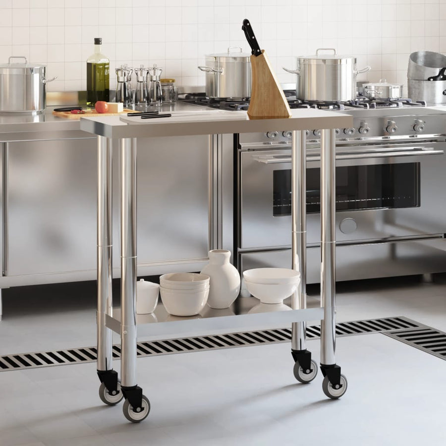 Keukenwerktafel Met Wielen 82,5X30X85 Cm Roestvrij Staal