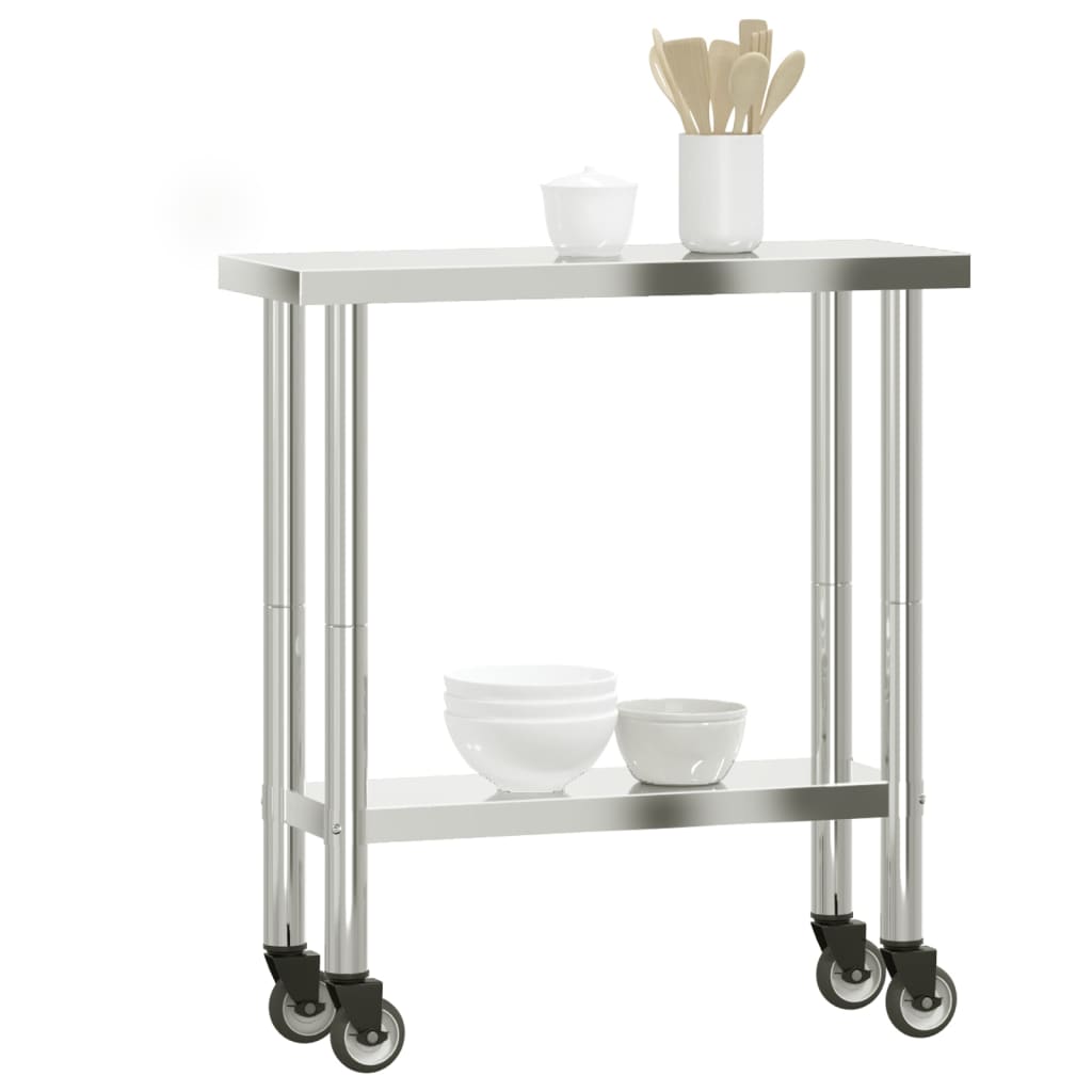 Keukenwerktafel Met Wielen 82,5X30X85 Cm Roestvrij Staal
