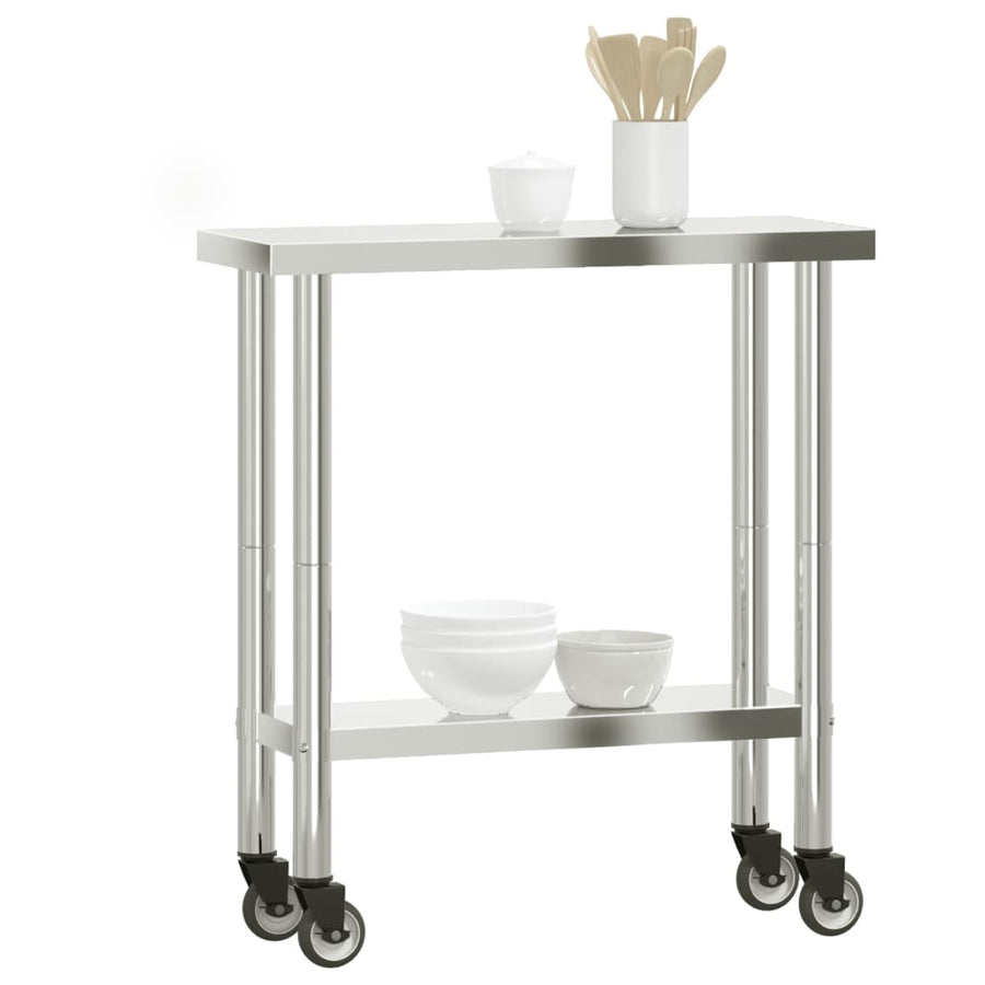 Keukenwerktafel Met Wielen 82,5X30X85 Cm Roestvrij Staal