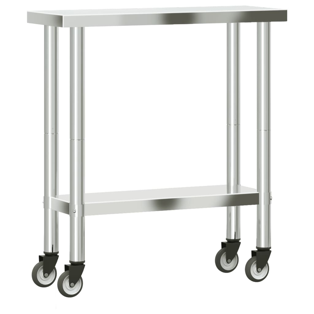 Keukenwerktafel Met Wielen 82,5X30X85 Cm Roestvrij Staal