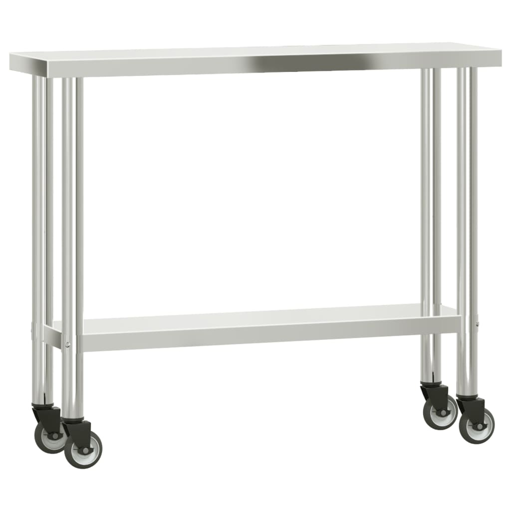 Keukenwerktafel Met Wielen 110X30X85 Cm Roestvrij Staal