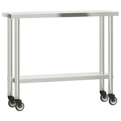 Keukenwerktafel Met Wielen 110X30X85 Cm Roestvrij Staal
