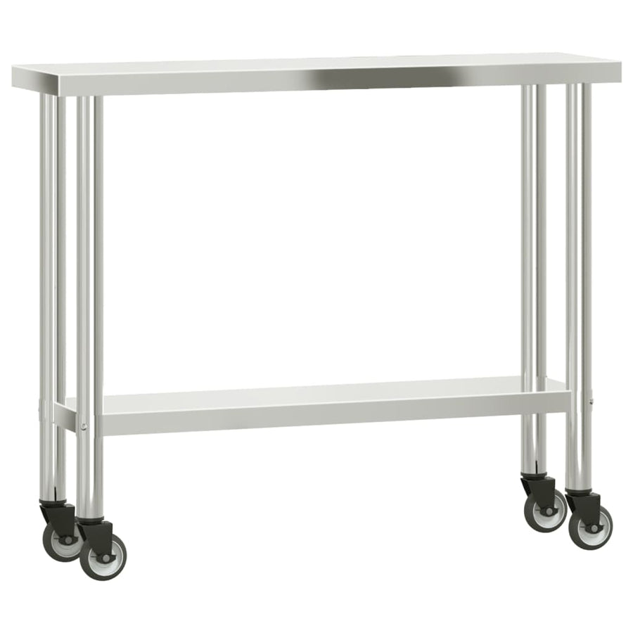 Keukenwerktafel Met Wielen 110X30X85 Cm Roestvrij Staal