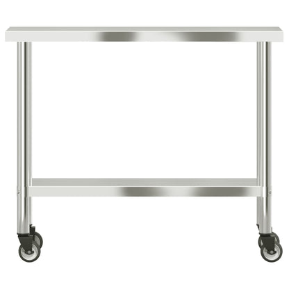 Keukenwerktafel Met Wielen 110X30X85 Cm Roestvrij Staal
