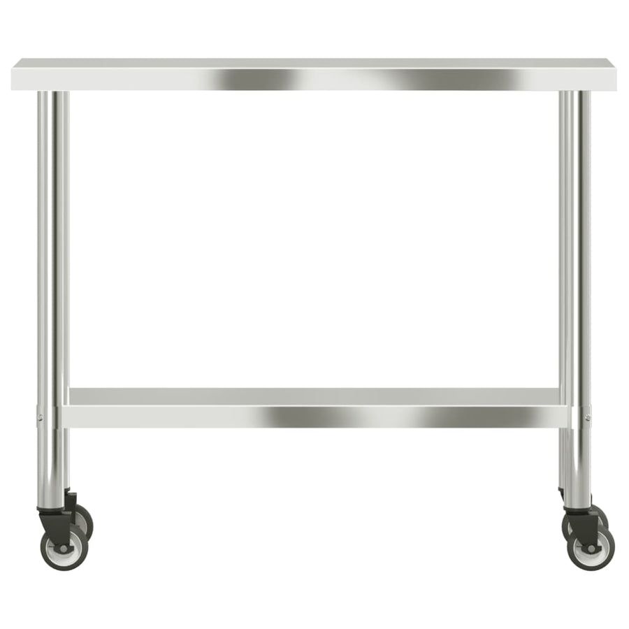 Keukenwerktafel Met Wielen 110X30X85 Cm Roestvrij Staal