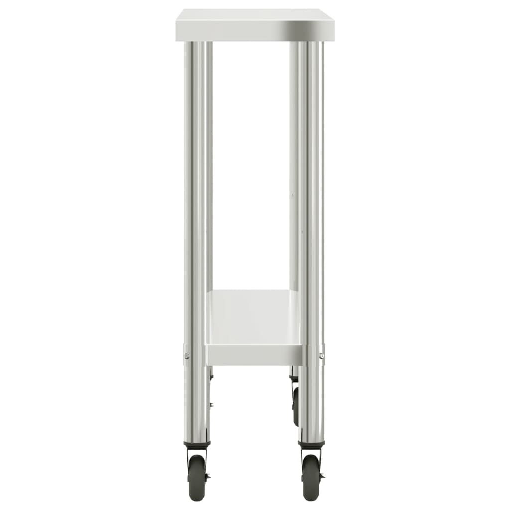 Keukenwerktafel Met Wielen 110X30X85 Cm Roestvrij Staal