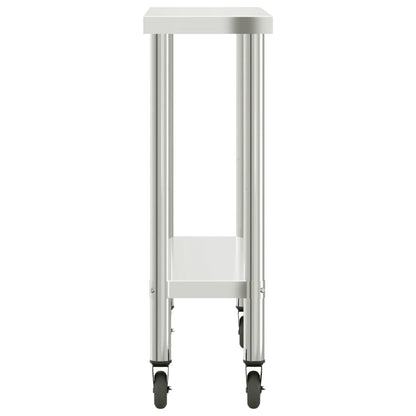 Keukenwerktafel Met Wielen 110X30X85 Cm Roestvrij Staal