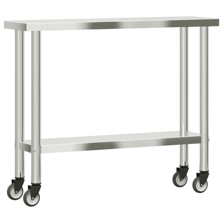 Keukenwerktafel Met Wielen 110X30X85 Cm Roestvrij Staal