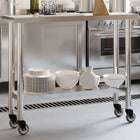 Keukenwerktafel 110x30x85 cm roestvrij staal met wielen