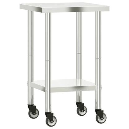 Keukenwerktafel Met Wielen 55X55X85 Cm Roestvrij Staal