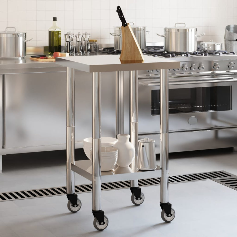 Keukenwerktafel Met Wielen 55X55X85 Cm Roestvrij Staal