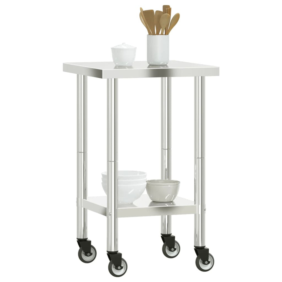 Keukenwerktafel Met Wielen 55X55X85 Cm Roestvrij Staal