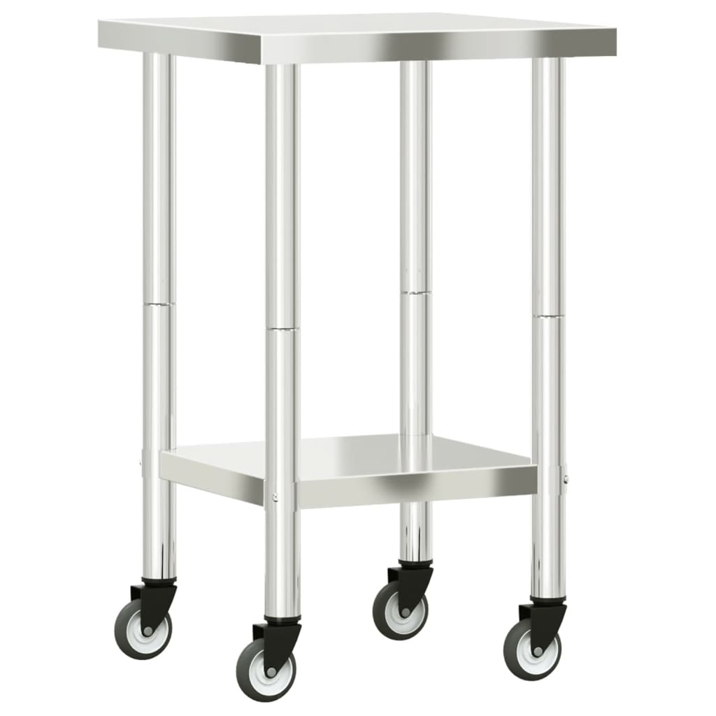 Keukenwerktafel Met Wielen 55X55X85 Cm Roestvrij Staal