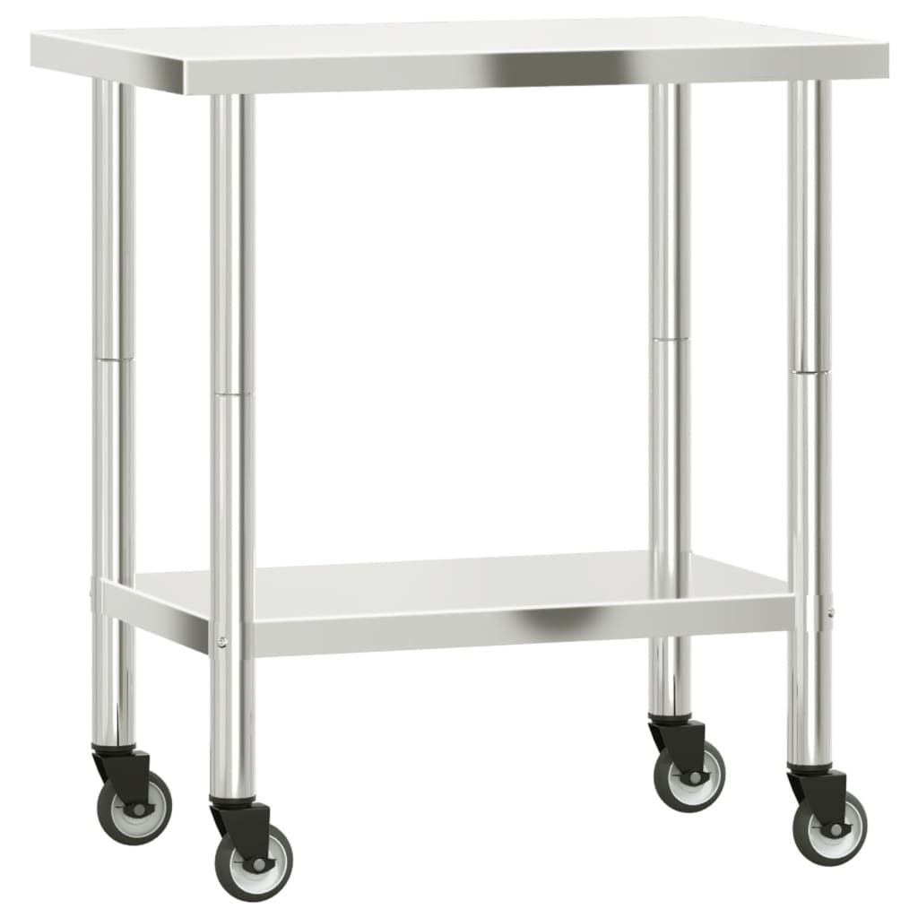 Keukenwerktafel Met Wielen 82,5X55X85 Cm Roestvrij Staal