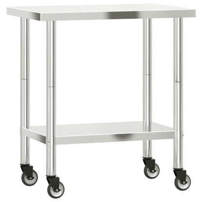 Keukenwerktafel Met Wielen 82,5X55X85 Cm Roestvrij Staal