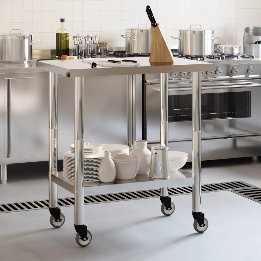 Keukenwerktafel Met Wielen 82,5X55X85 Cm Roestvrij Staal