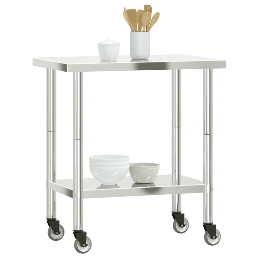 Keukenwerktafel Met Wielen 82,5X55X85 Cm Roestvrij Staal