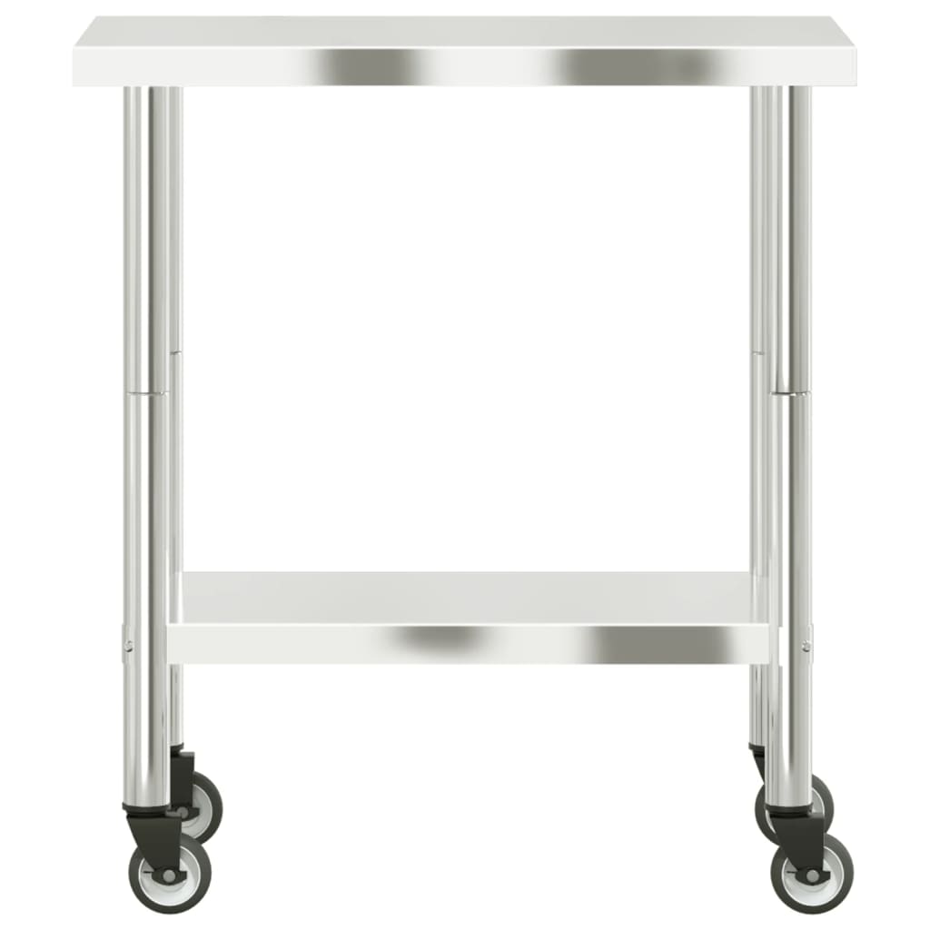 Keukenwerktafel Met Wielen 82,5X55X85 Cm Roestvrij Staal