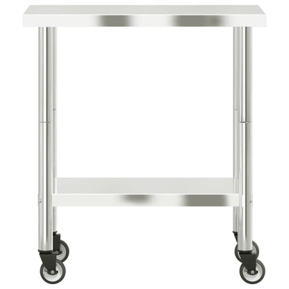 Keukenwerktafel Met Wielen 82,5X55X85 Cm Roestvrij Staal