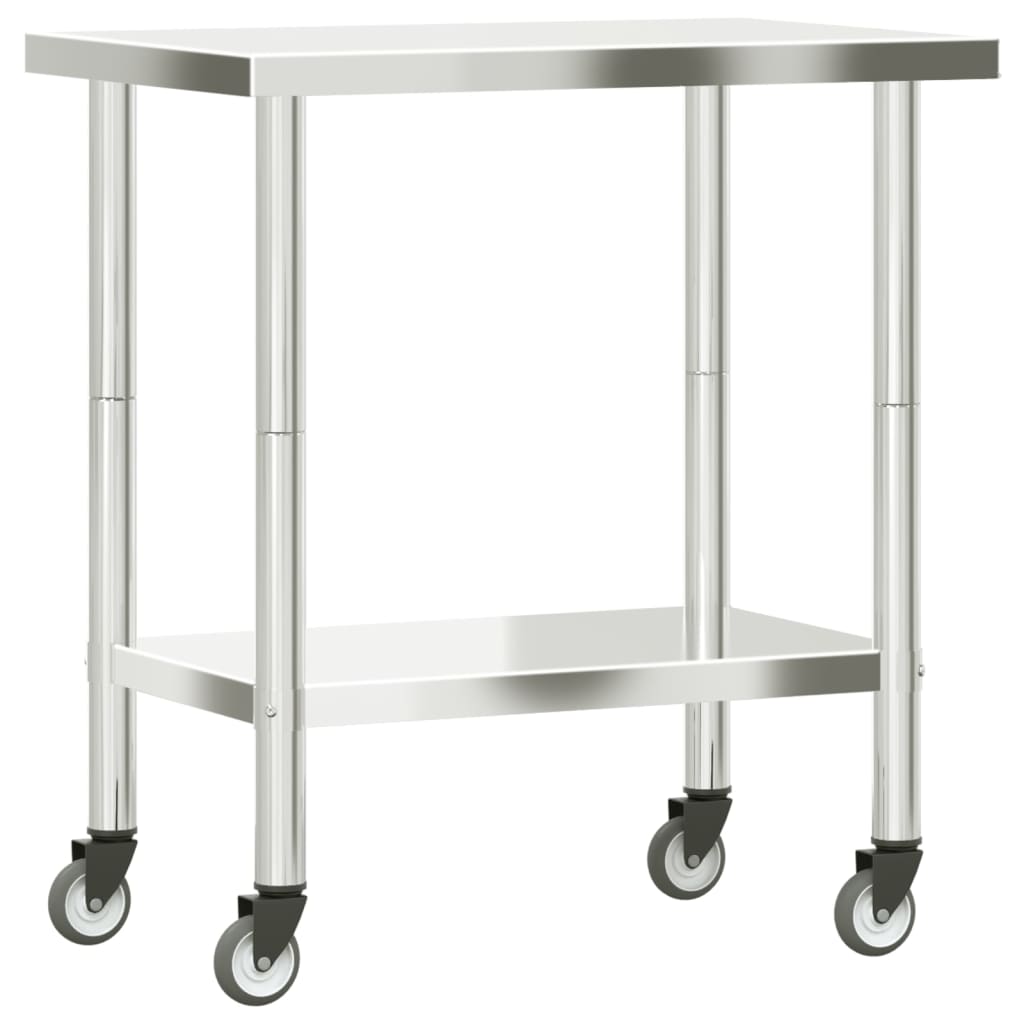 Keukenwerktafel Met Wielen 82,5X55X85 Cm Roestvrij Staal