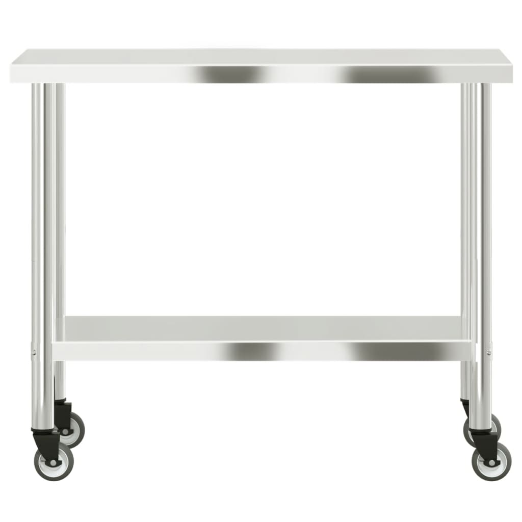 Keukenwerktafel Met Wielen 110X55X85 Cm Roestvrij Staal