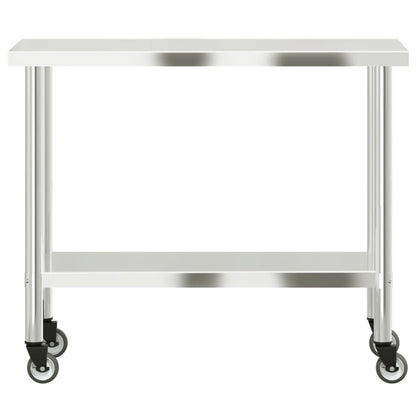 Keukenwerktafel Met Wielen 110X55X85 Cm Roestvrij Staal
