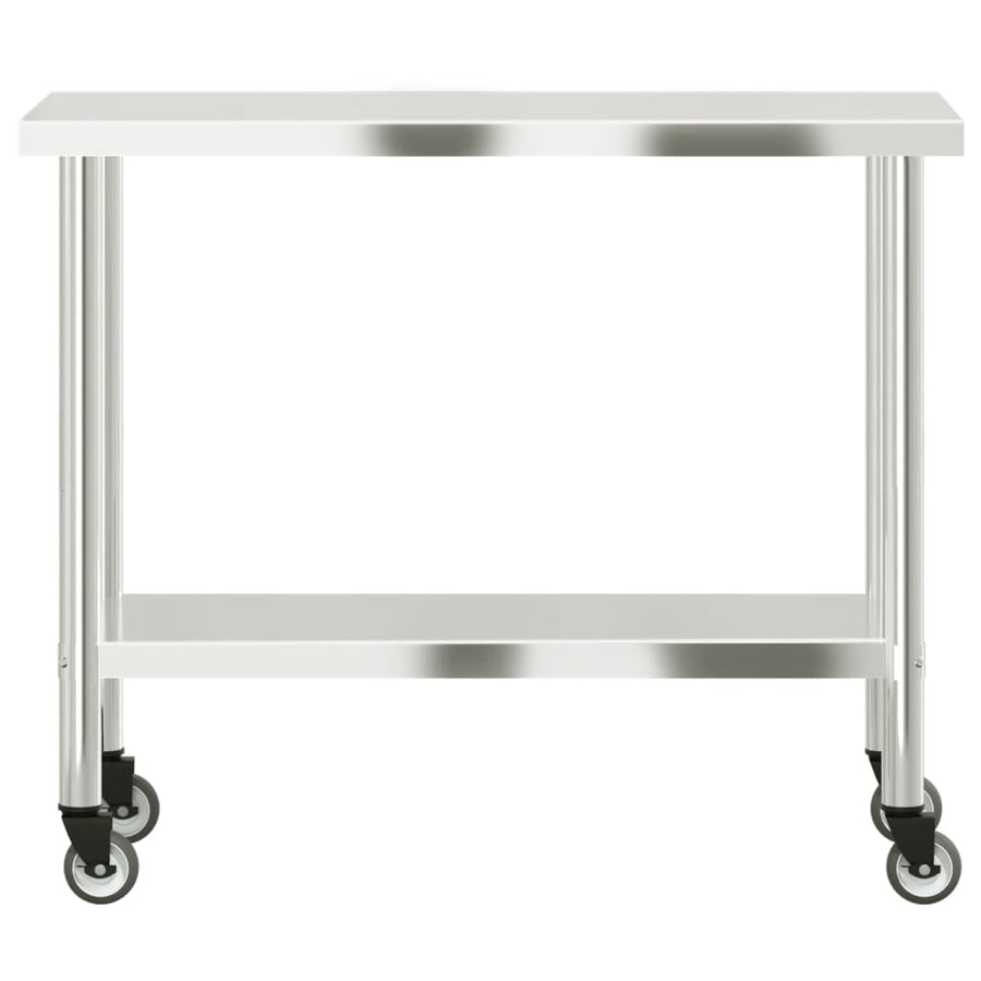 Keukenwerktafel Met Wielen 110X55X85 Cm Roestvrij Staal