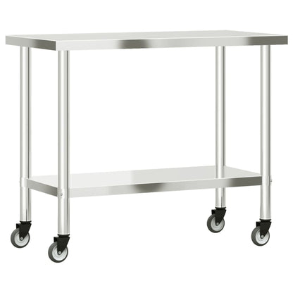 Keukenwerktafel Met Wielen 110X55X85 Cm Roestvrij Staal