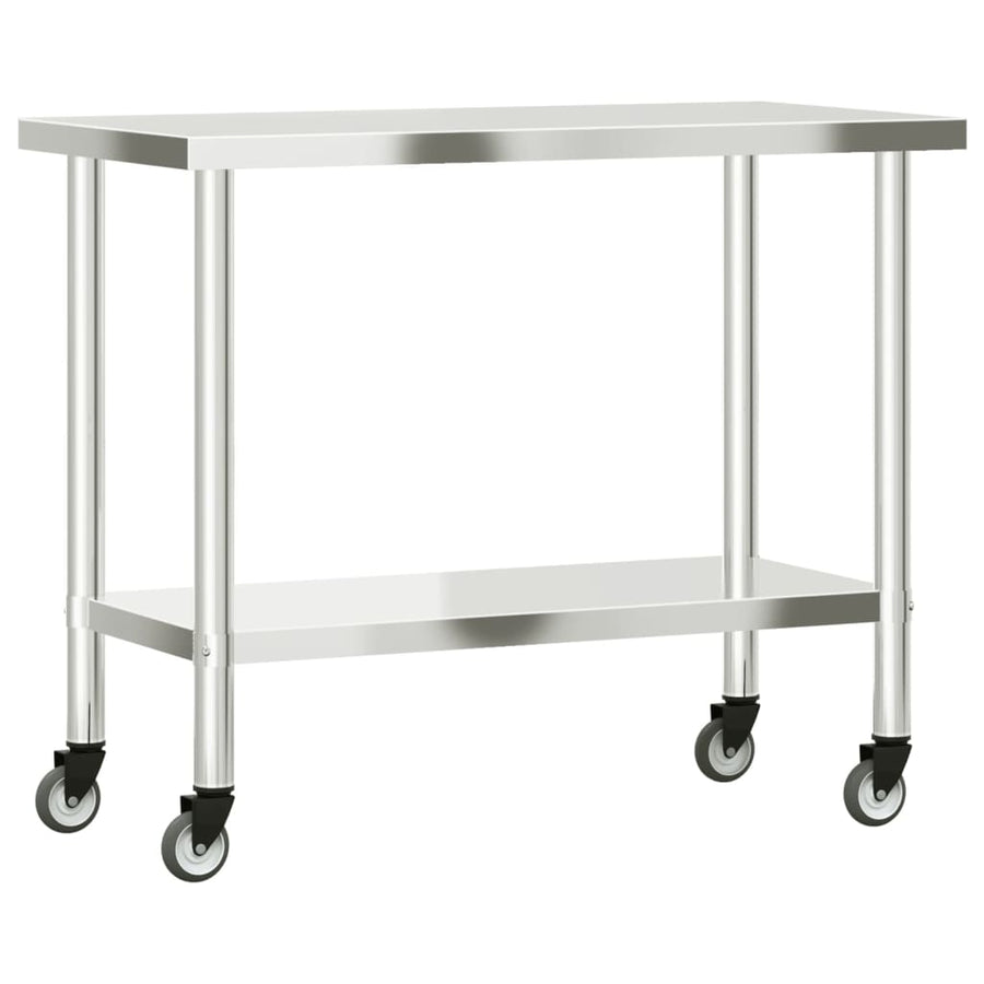 Keukenwerktafel Met Wielen 110X55X85 Cm Roestvrij Staal