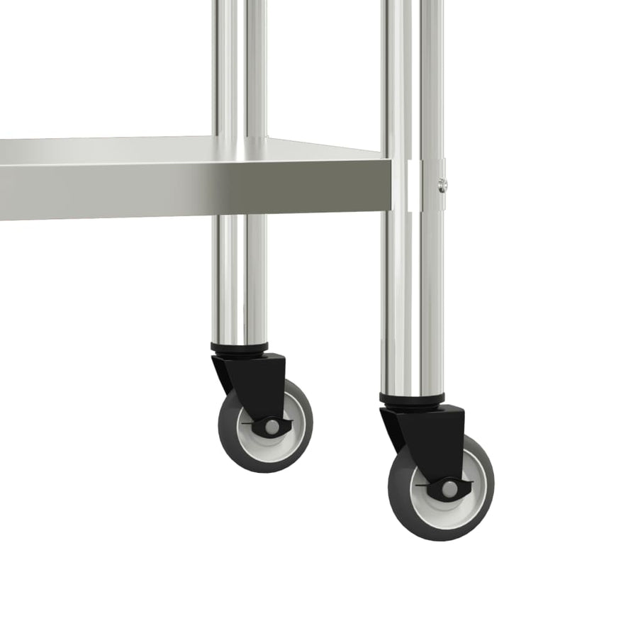 Keukenwerktafel Met Wielen 110X55X85 Cm Roestvrij Staal