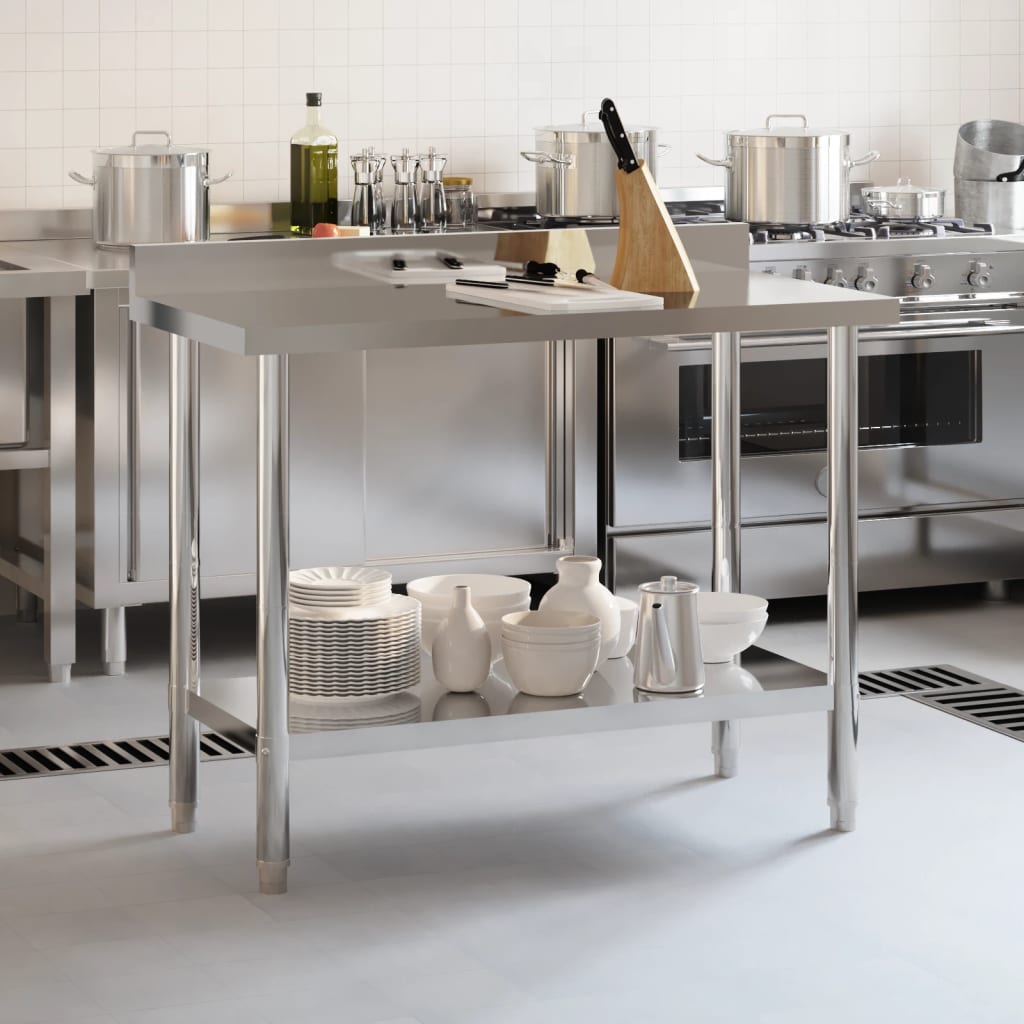 Keukenwerktafel Met Spatscherm 110X55X93 Cm Roestvrij Staal
