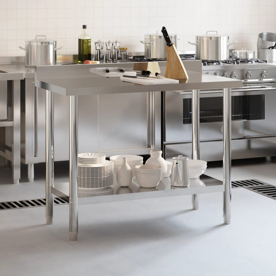 Keukenwerktafel Met Spatscherm 110X55X93 Cm Roestvrij Staal