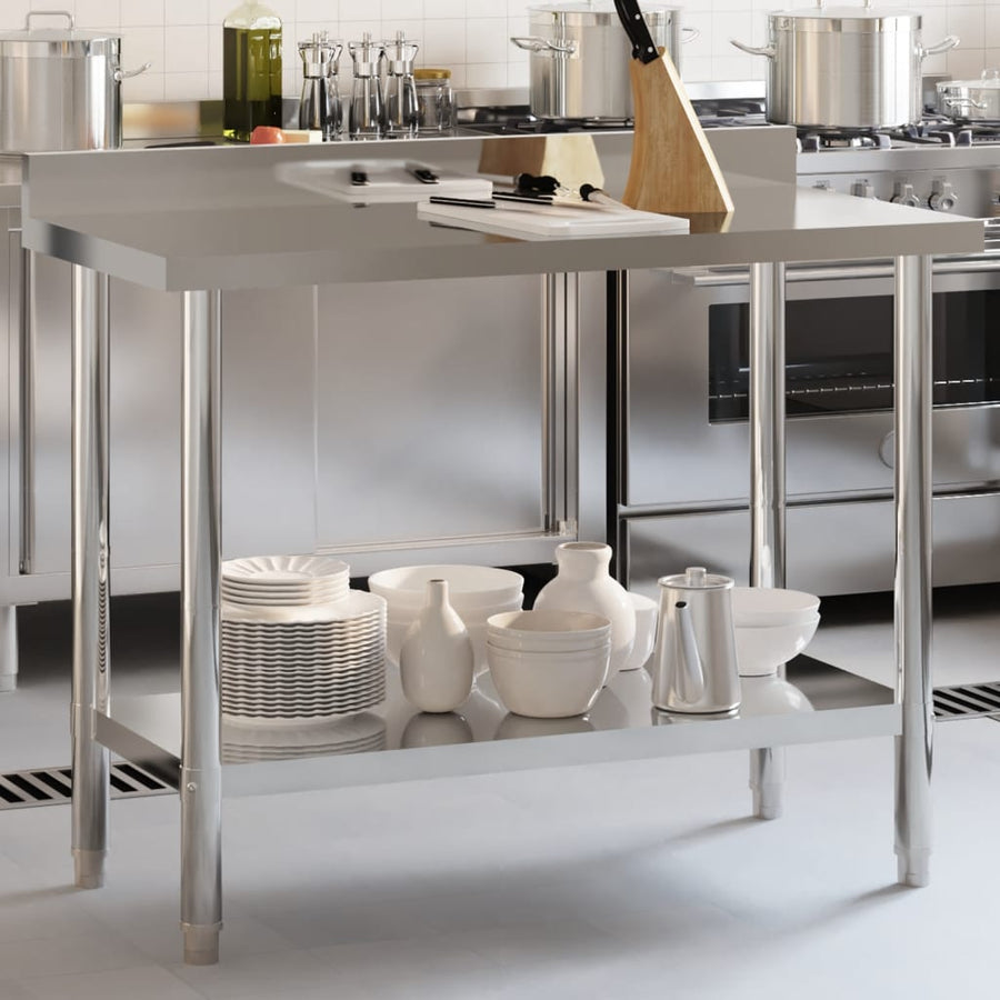 Keukenwerktafel Met Spatscherm 110X55X93 Cm Roestvrij Staal