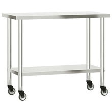 Keukenwerktafel Met Wielen 110X55X85 Cm Roestvrij Staal