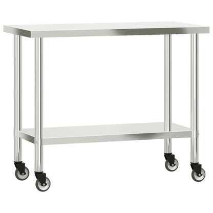 Keukenwerktafel Met Wielen 110X55X85 Cm Roestvrij Staal