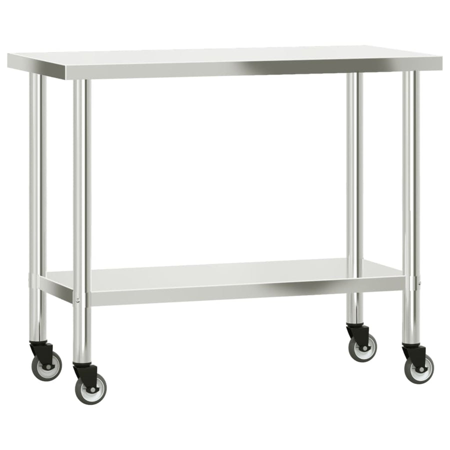 Keukenwerktafel Met Wielen 110X55X85 Cm Roestvrij Staal