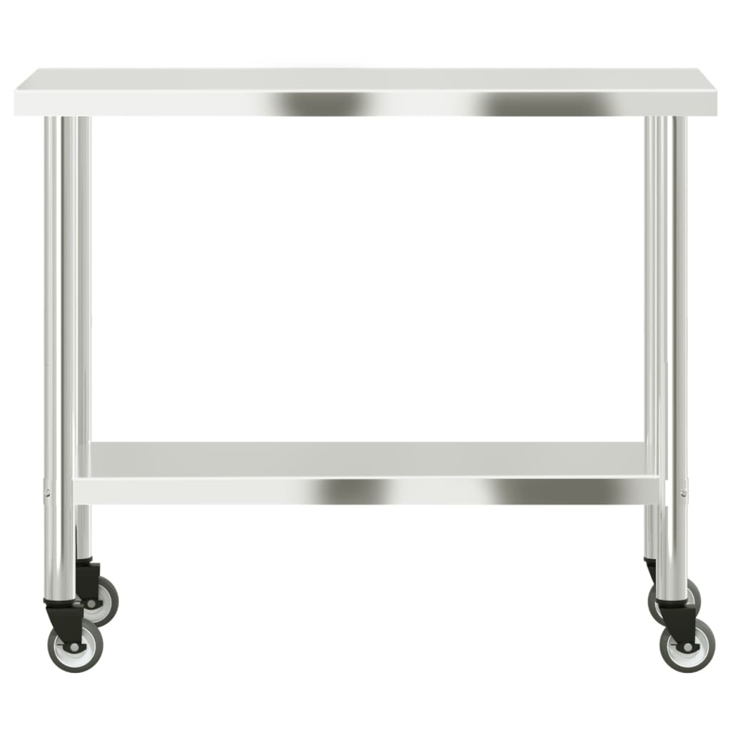 Keukenwerktafel Met Wielen 110X55X85 Cm Roestvrij Staal