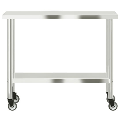 Keukenwerktafel Met Wielen 110X55X85 Cm Roestvrij Staal
