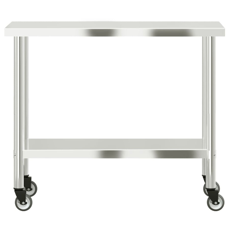 Keukenwerktafel Met Wielen 110X55X85 Cm Roestvrij Staal
