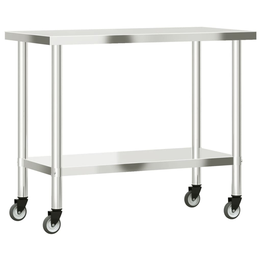 Keukenwerktafel Met Wielen 110X55X85 Cm Roestvrij Staal