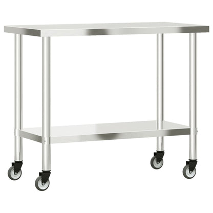 Keukenwerktafel Met Wielen 110X55X85 Cm Roestvrij Staal