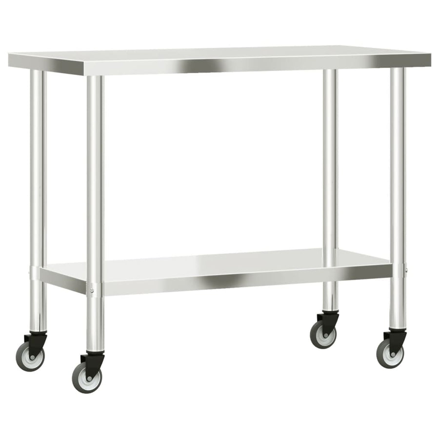 Keukenwerktafel Met Wielen 110X55X85 Cm Roestvrij Staal