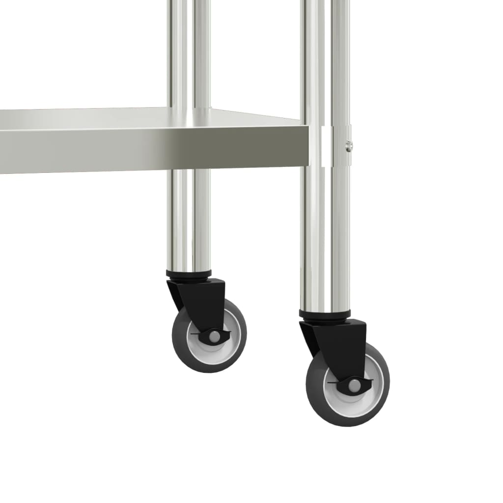 Keukenwerktafel Met Wielen 110X55X85 Cm Roestvrij Staal