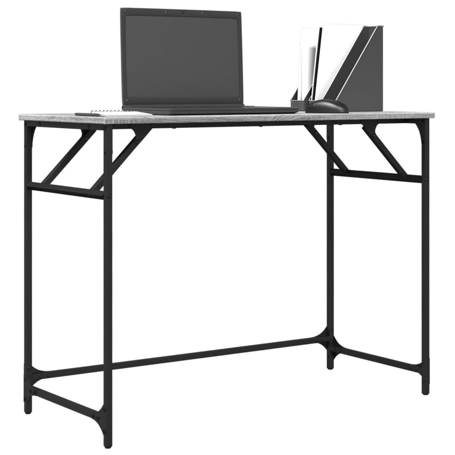 Bureau 100X45X76 Cm Hout En Gepoedercoat Staal Grijs sonoma