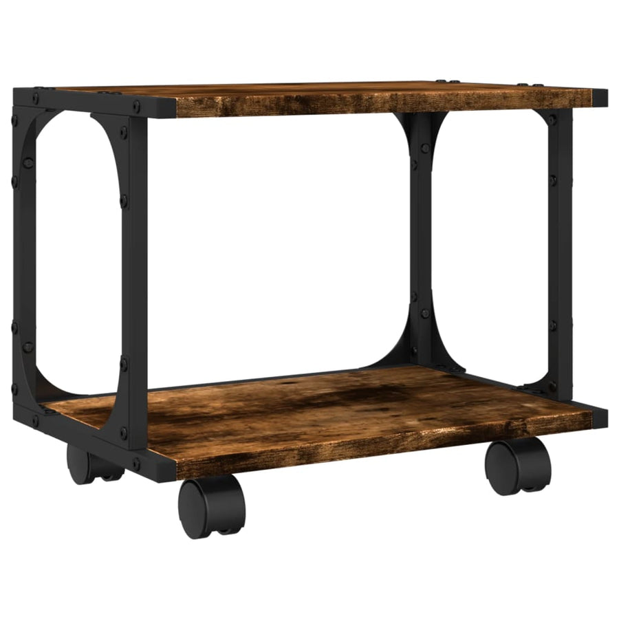 Printerkastje 2-Laags 41X28X33,5 Cm Bewerkt Hout Gerookt Eiken
