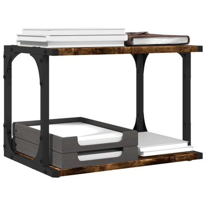 Printerkastje 2-Laags 41X28X33,5 Cm Bewerkt Hout Gerookt Eiken